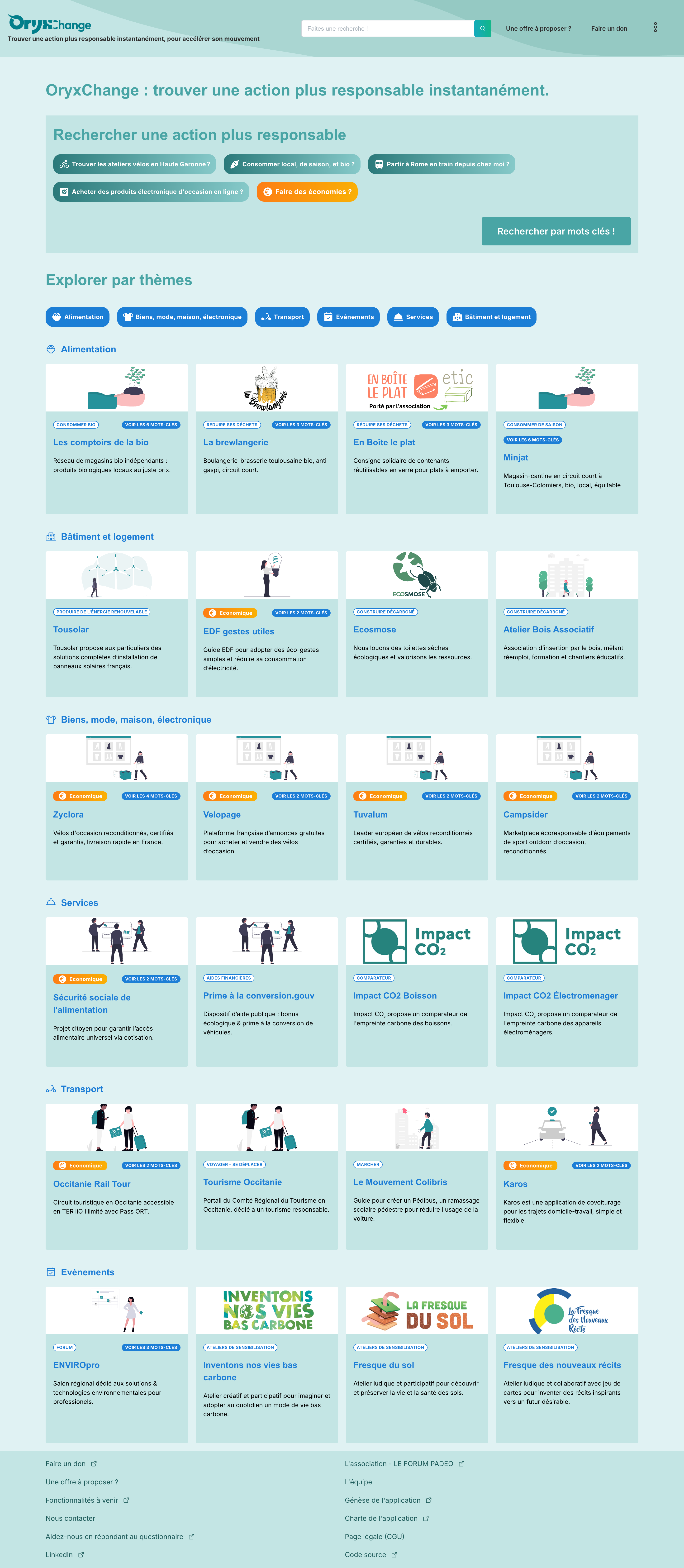 OryxChange - Plateforme éco-responsable